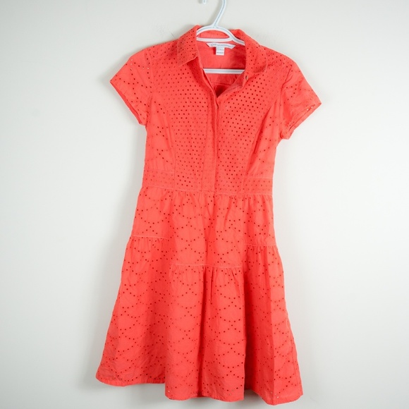 Diane Von Furstenberg Skylar Coral Eyelet Dress 2 - Picture 2 of 3